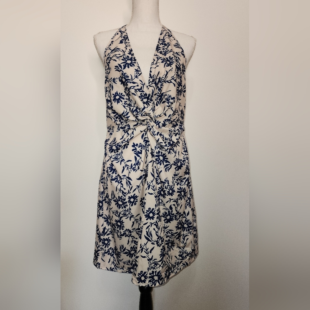 CUPSHE Women's Plunging Halter Floral Print Twisted Sleeveless Mini Dres…
